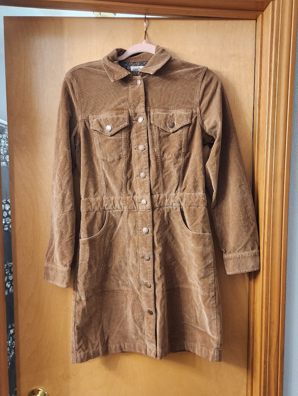 Faherty Classic Brown Corduroy Button-Front Dress Size 4